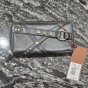Junior Drake Black Wallet with Silver Accents